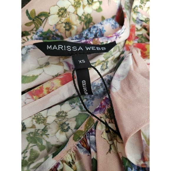 MARISSA WEBB Elio Print Dress Dusty Rose English Bouquet Sz XS Ruffle Midi (U - Picture 5 of 6